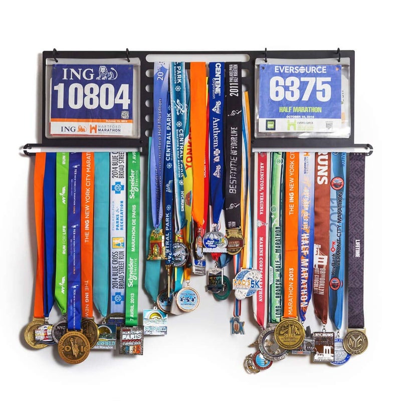 Gone For a Run Deluxe BibFOLIO+ Race Bib & Medal Display | Wall Mounted Medal Hanger | Display Over 100 Medals & 200 Race Bibs - Image 1